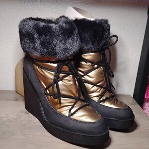 Jessica Simpson Women's Myina Wedge Fur Bootie Ankle Boot